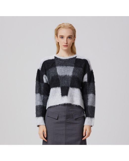 Smart and Joy Black Check Pattern Oversize Jumper
