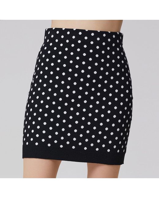 Smart and Joy Black Polka Dots Knitted Mini Skirt