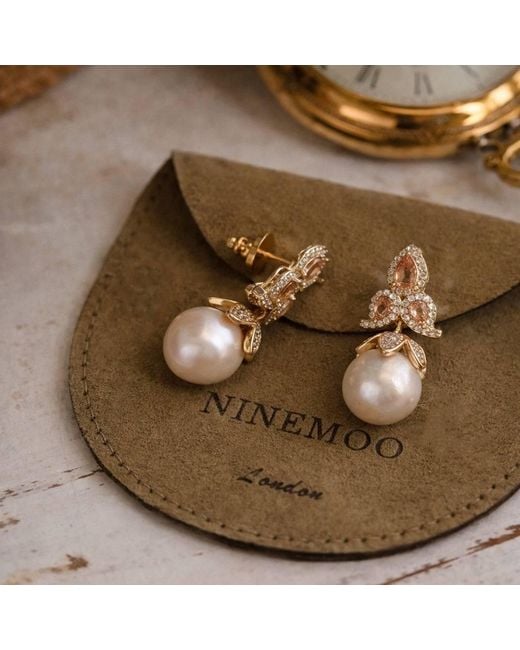 Ninemoo Metallic Iris Pearl Drop Earrings