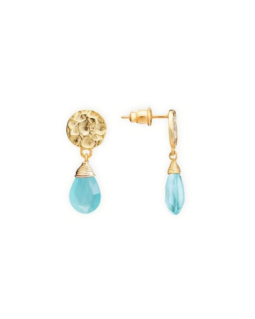 Giselle Vale — London Metallic Classic Athena Kate Drop Earrings Aqua Paraiba Onyx