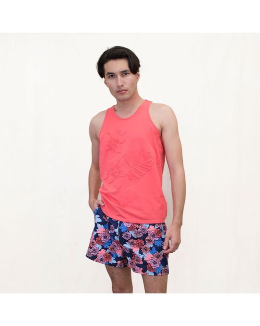 Lords of Harlech Pink Tedford Embossed Floral Tank for men