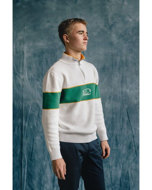 FELLA SWIM Green Boris Quarter-Zip Sweater for men
