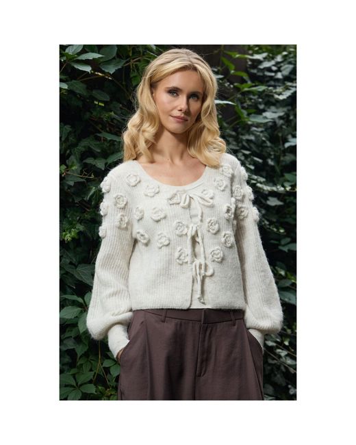 Saachi White Rosette Flower Cardigan