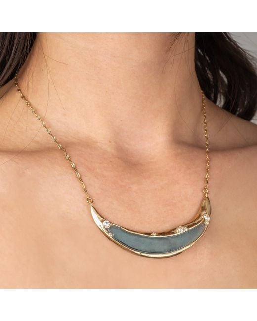 Rare Matters Jewelry Metallic Sparkles Curved Bar Pendant Necklace