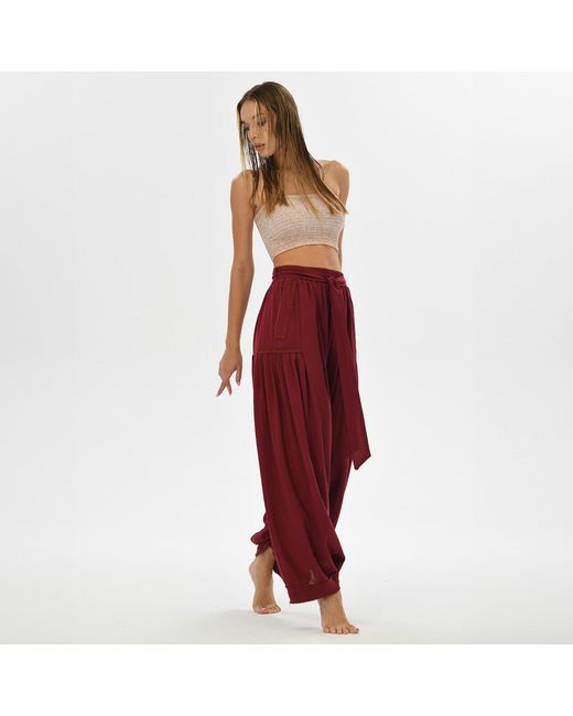 Zhenabia Red Boho Harem Pants