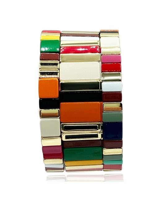 Michael Nash Jewelry Green Larissa Enamel Stretch Three Piece Bracelet Set