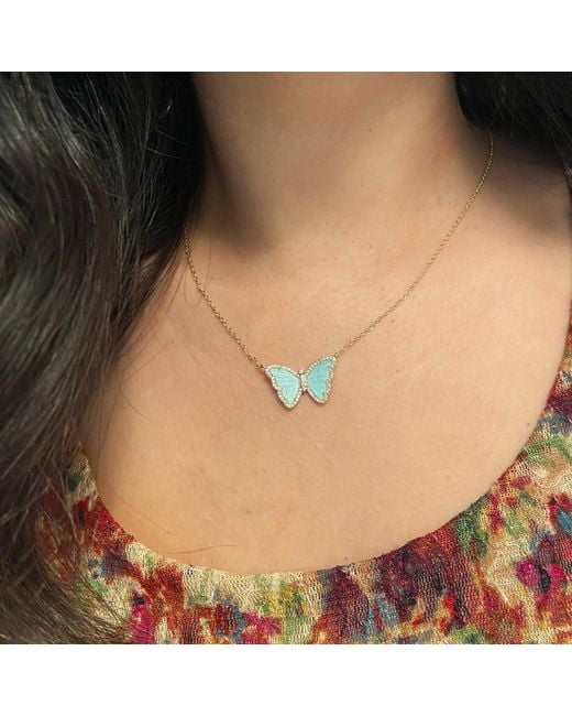 KAMARIA Blue Amazonite Butterfly Necklace With Crystals