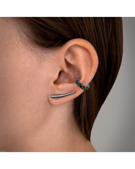 SALLY SKOUFIS Black Cosmic Ear Cuff With Made Cz Diamond Stimulant