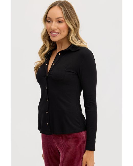 Why Mary Blue Simona Fitted Bamboo Long Sleeve Shirt