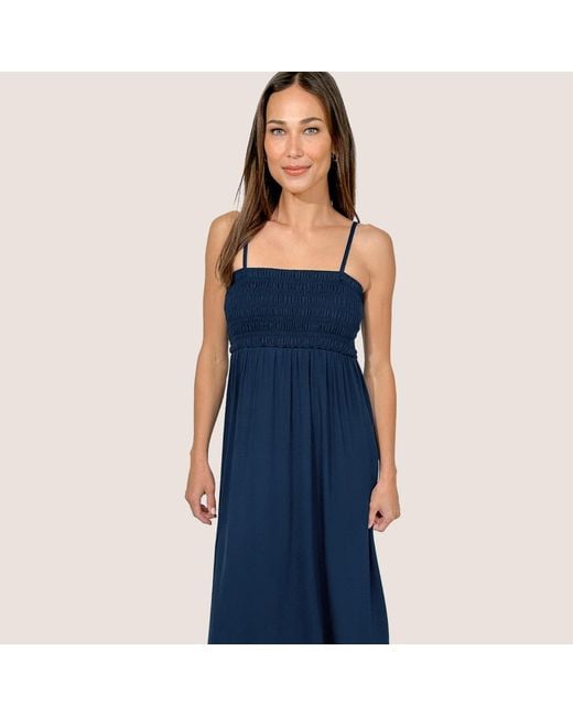 JJwinks Blue Bra-Free Smocked Modal Maxi Dress