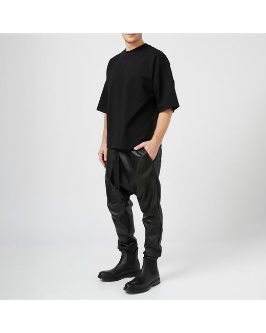 LIA ARAM Black Faux Leather Baggy Trousers for men