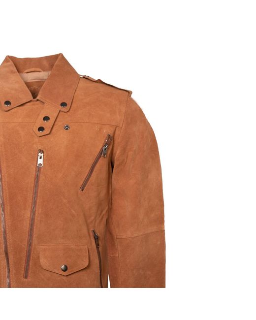 Zasta Studio Brown Empress Camel Biker Leather Jacket for men