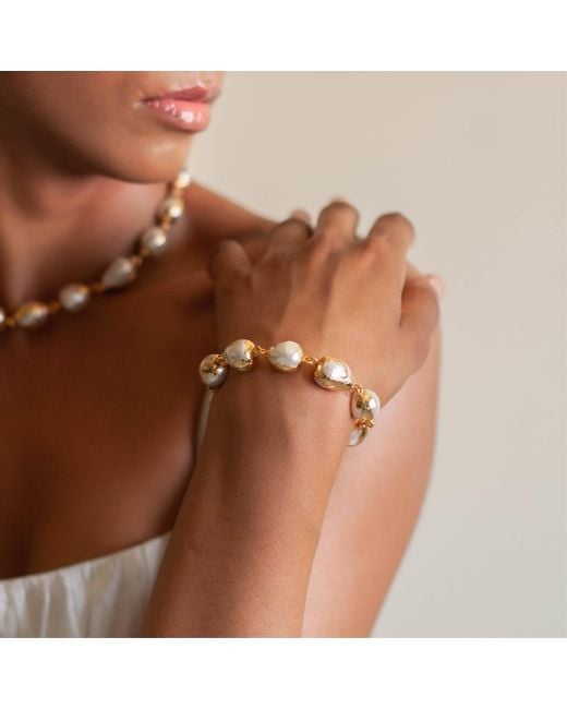 Dhwani Bansal Metallic Adjustable Luna Bracelet With Baroque Pearls