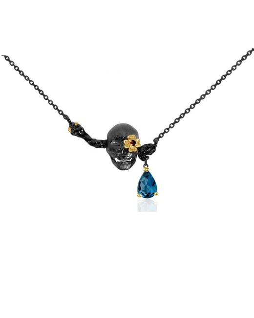 Janus Edinburgh Metallic Muerto Skull Necklace