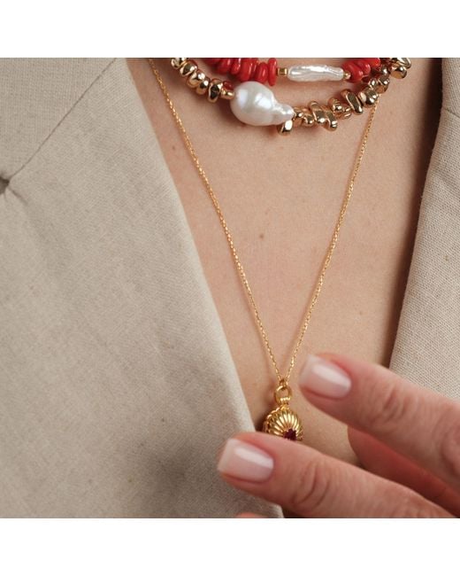 LINYA JEWELLERY Red Amorphous Baroque Pearl Coral Necklace