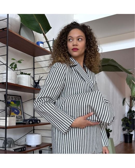 London Atelier Byproduct Gray Striped Tailored Blazer