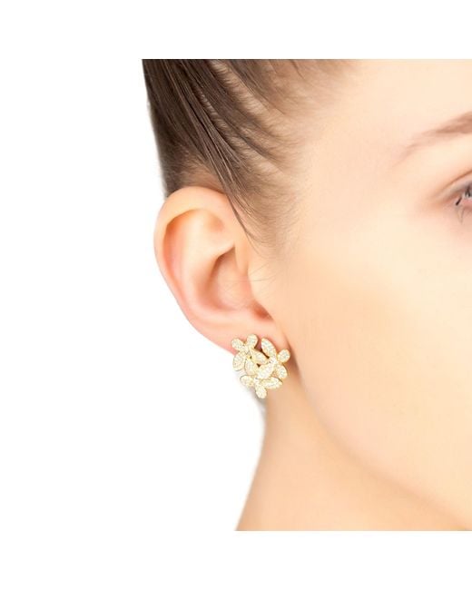 Latelita London Metallic Flowers Large Stud Earrings Gold