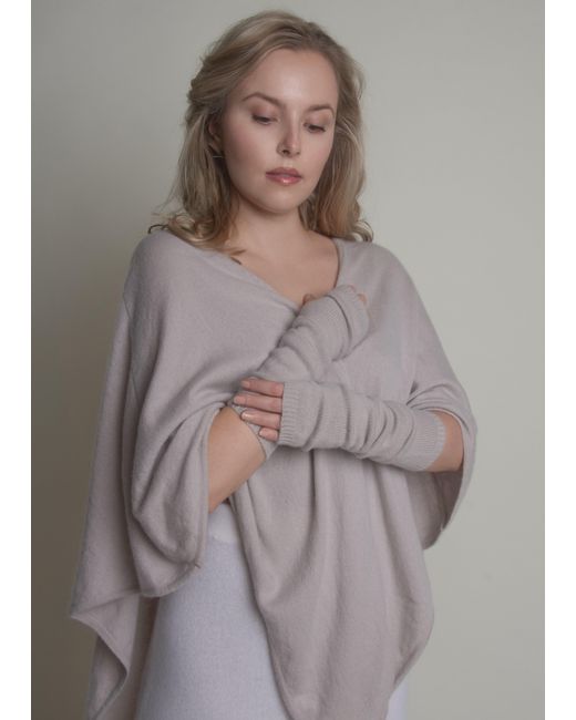 Fiora Muse Gray Cashmere Open Front Poncho