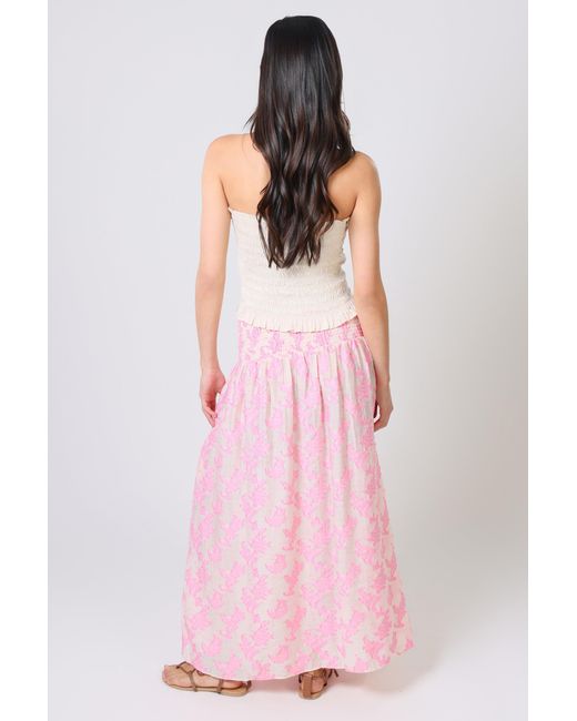 Traffic People Pink Wisdom & Pearls And Floral Embroidered Aurora Maxi Skirt