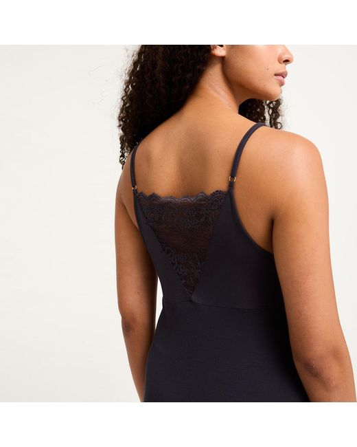 Pretty You London Black Bamboo Lace Midaxi Chemise Nightgown