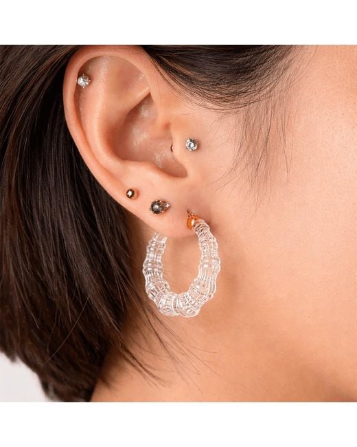Gold & Honey Metallic Mini Clear Bamboo Hoop Earrings