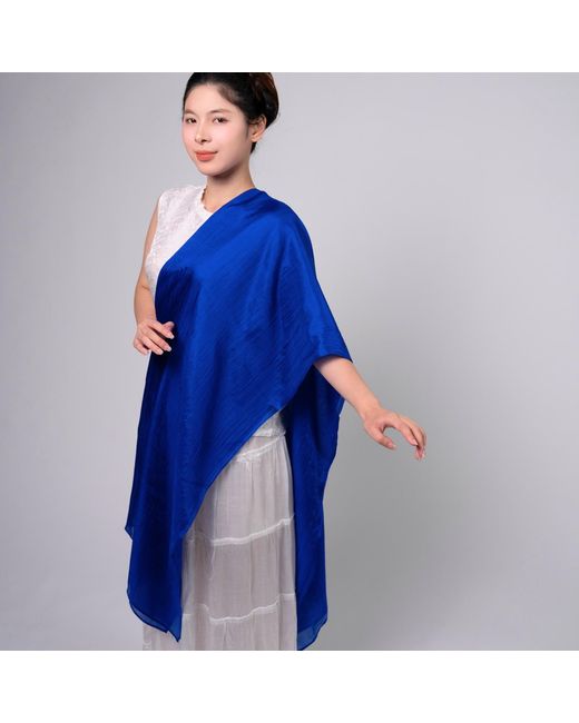 Silk and Bears Blue Royal Silk Scarf – Hand-Dyed Mulberry Silk, Eid & Evening Wrap