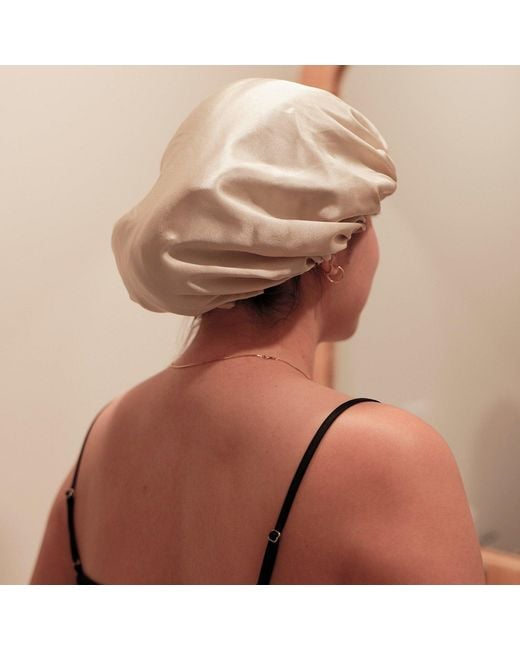 Soft Strokes Silk Brown Neutrals Pure Mulberry Silk Oatmeal Hair Bonnet