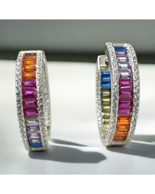 Latelita London Blue Judy Baguette Hoop Earrings