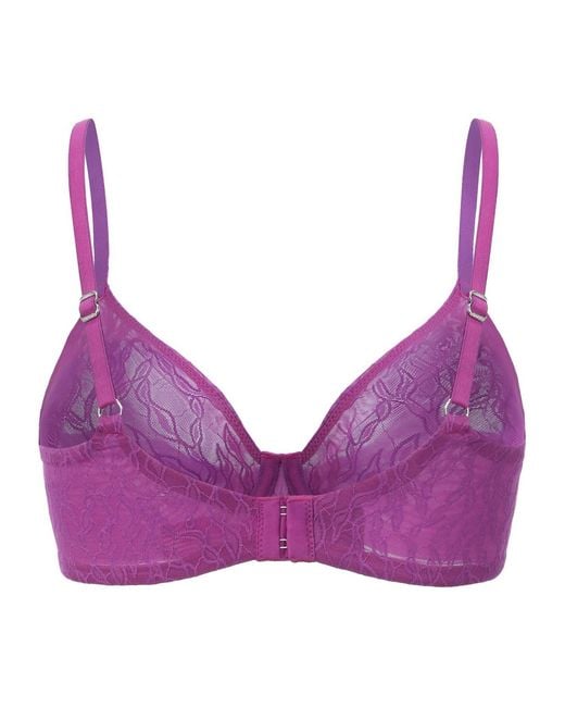 Amour D'agnette Purple Julie Molded Lace & Mesh T-Shirt Bra