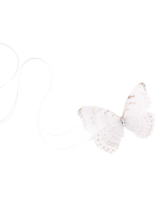 Oana Savu White Butterfly Bridal Ribbon Tie Choker Necklace Ribbon
