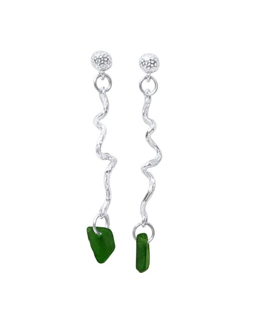 Glassy Green Palmebølge Earrings Steel