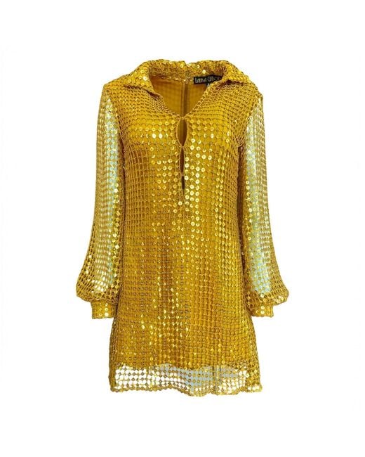 Laura Citron Yellow Golden Glow Sequin Dress