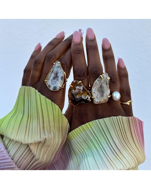 YAA YAA LONDON Multicolor Quiet Luxury Druzy Swirl Adjustable Ring