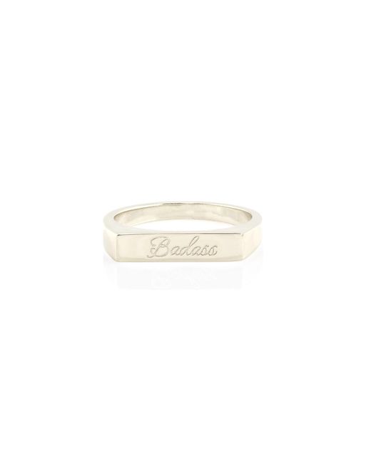 Kris Nations White Badass Script Engraved Ring