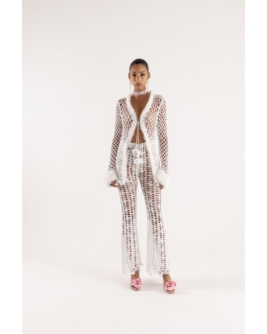 Andreeva White Vanilla Handmade Crochet Shirt