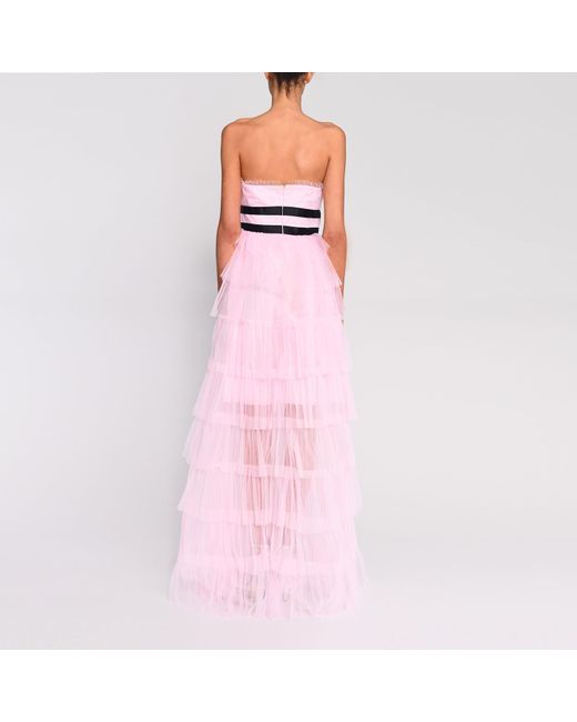 strapless pink maxi dress