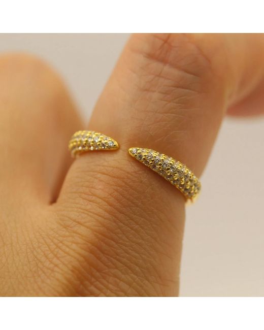 VicStoneNYC Fine Jewelry Yellow Open Cuff Ring With Lab Diamond