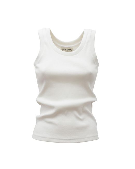 Julia Allert White Basic Rib Tank Top Solid