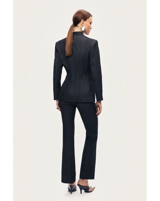 Nocturne Black High-Rise Tailored Straight-Leg Pants