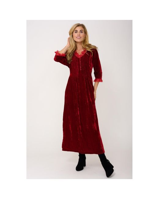 At Last Red Silk Velvet Annabel Dress In