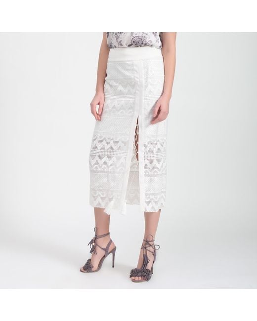 Smart and Joy Gray Geometrical Lace Midi Skirt