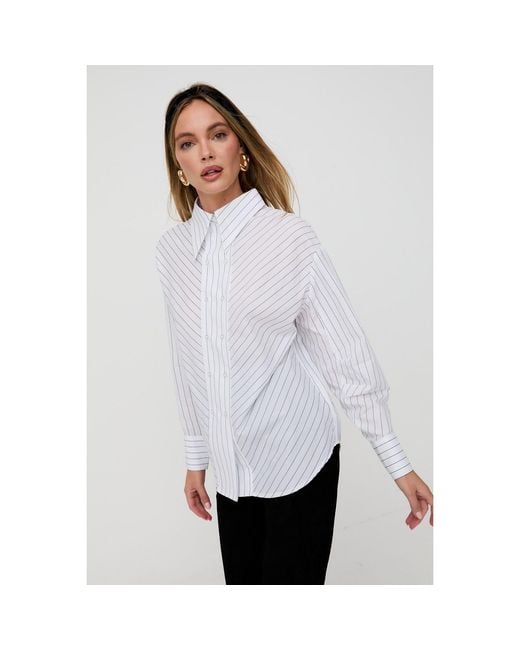Lily and Lionel White Dapper Double Placket Stripe Shirt
