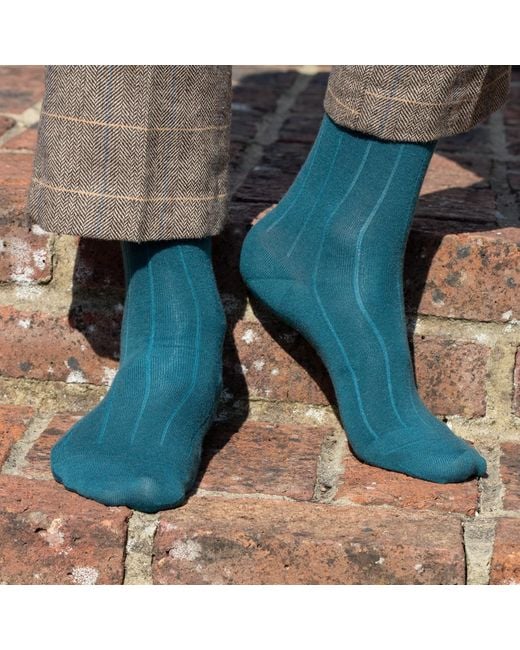 Peper Harow - Made in England Green Indulgent Cashmere Socks for men