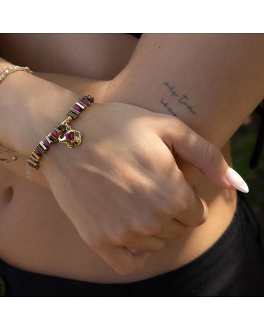 Ebru Jewelry Red Guardian Love Ruby Heart & Elephant Bracelet