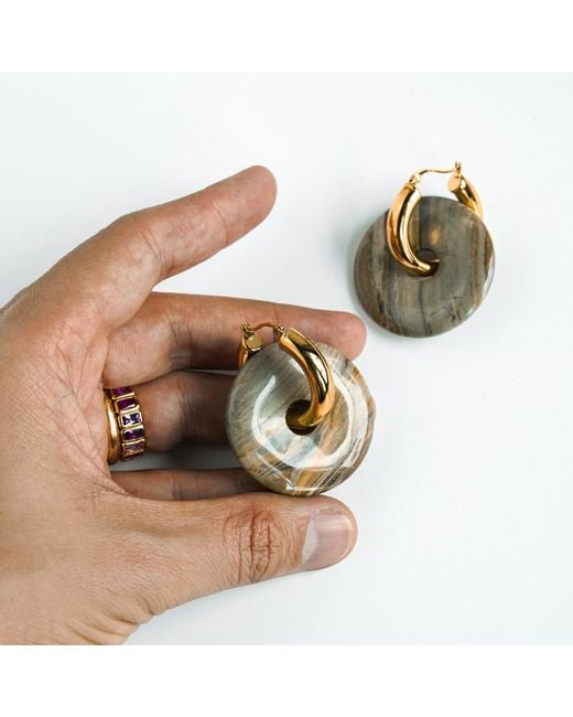 Edgar Navarro Jewelry Green Neutrals Edgar Navarro Picture Jasper Hoop Earrings