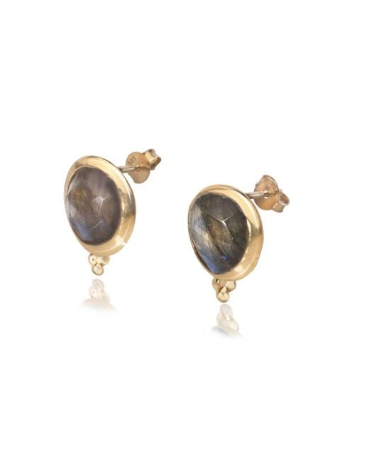The Jewellery Store London Metallic Labradorite 'You Are Loved' Stud Earrings