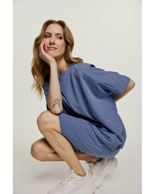 Conquista Blue Melange Batwing Dress