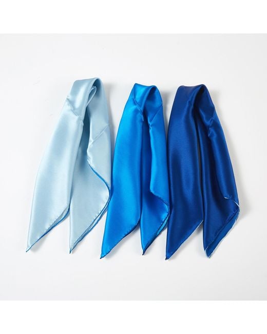 Soft Strokes Silk Blue Pure Silk Scarf Glacier Solid Colour Collection Large