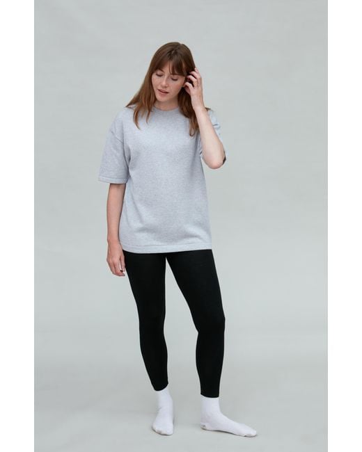 Paul James Knitwear Gray Lightweight Cotton Fenn Oversized Knitted T-Shirt