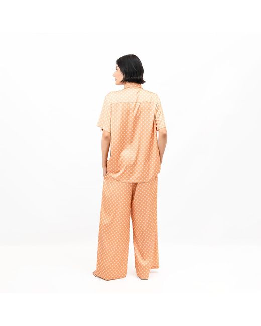 Janara Jones Orange Apricot Satin Short Sleeve Oversized Shirt
